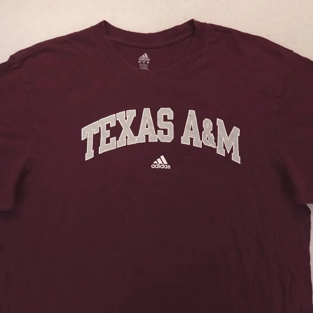 Adidas Texas A&M University College Crew Neck T Shirt Mens Size XL Maroon